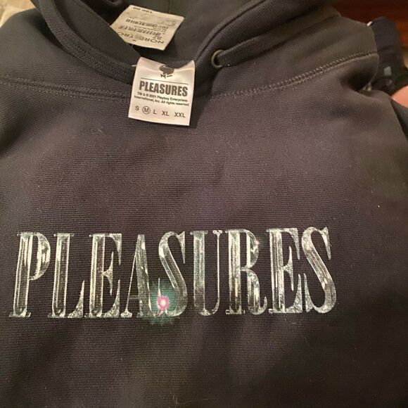 PLEASURES NWT Playboy Icy Diamonds Logo Black Hoodie Sweatshirt Size M - Picture 13 of 14